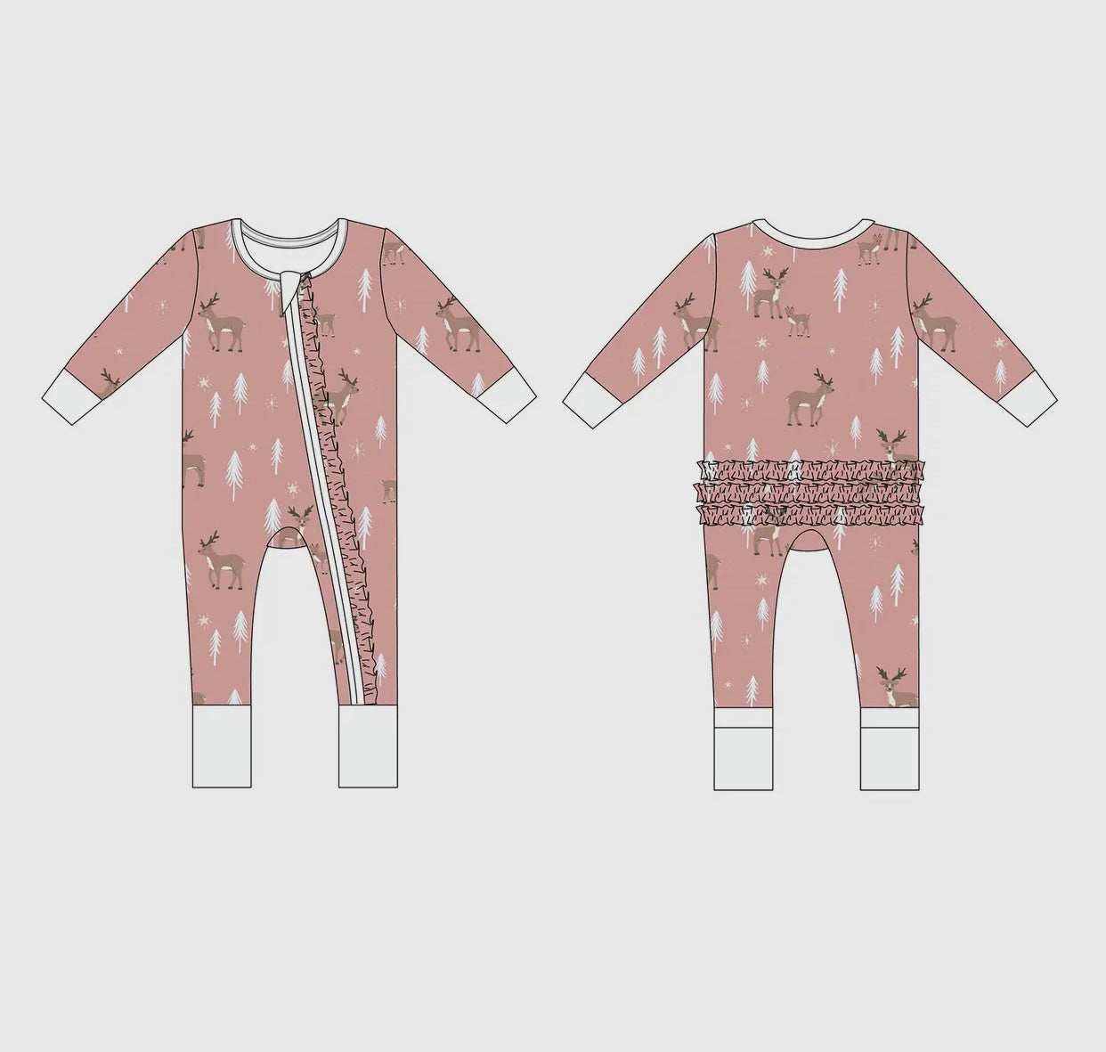 Pink Reindeer Zip Romper