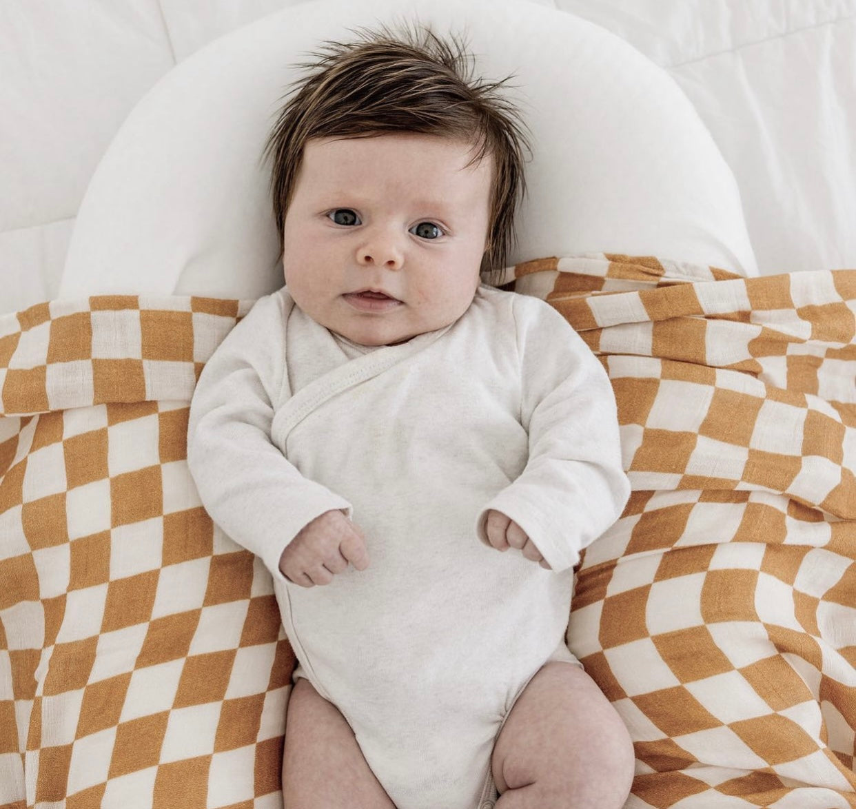 Beckett Muslin Swaddle - Orange Checker